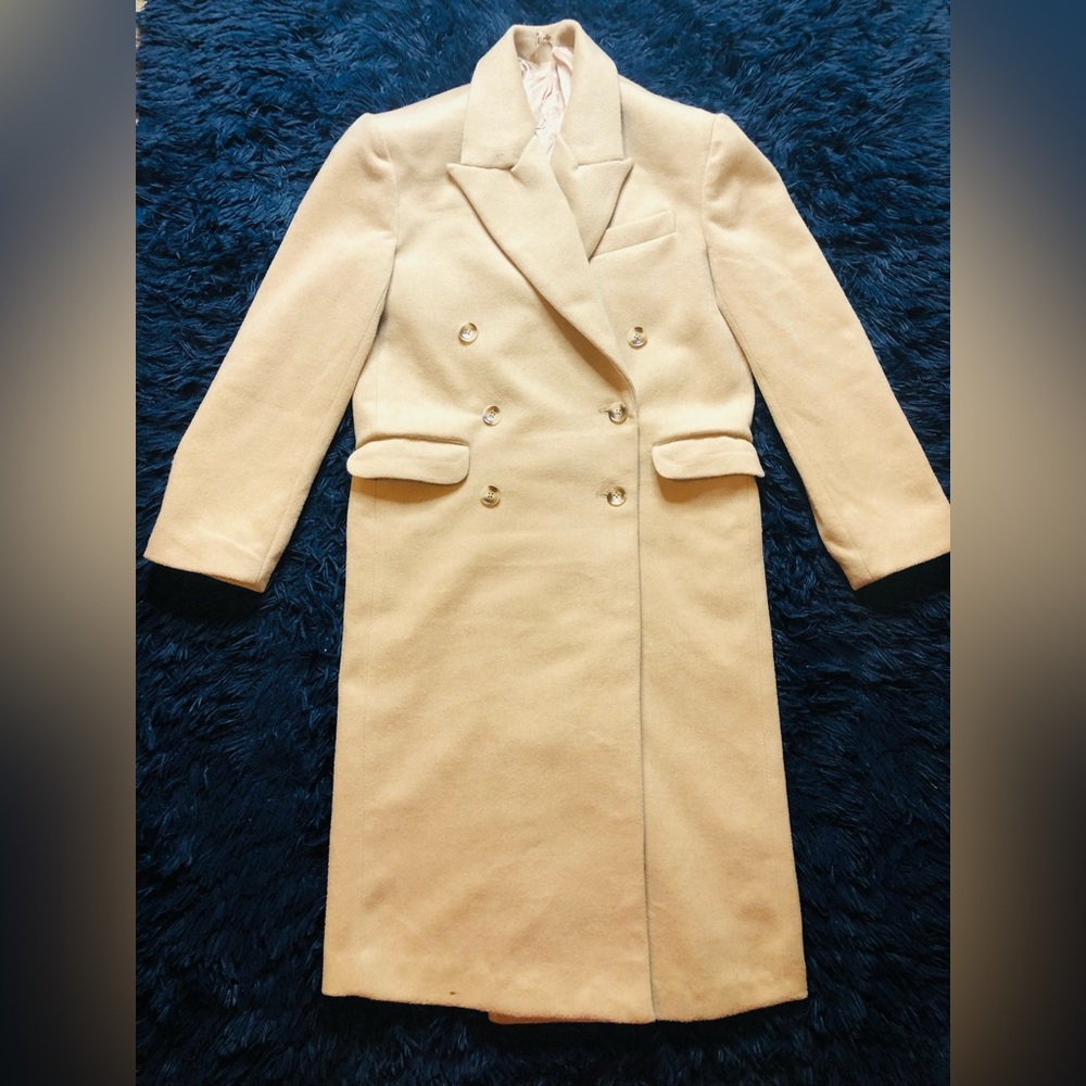 NWOT HOUSE OF CB CARTER OATMEAL DOUBLE BREASTED WOOL COAT. SIZE S - Picture 6 of 12